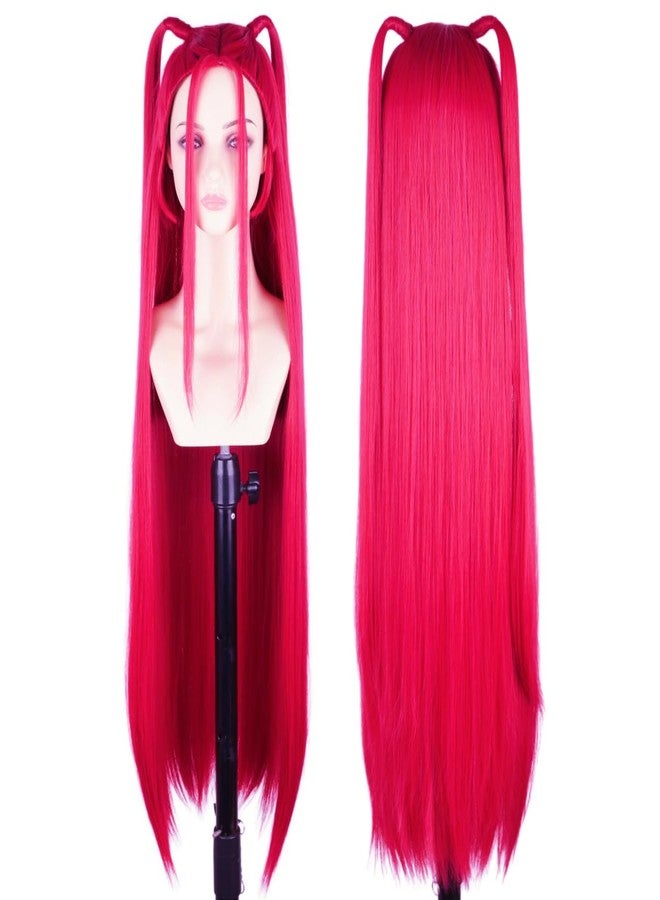 LeMarnia 24-inch Red Long Double Ponytail Wig Anime Cosplay Wigs for Girls Halloween Costume Wig - Image 1